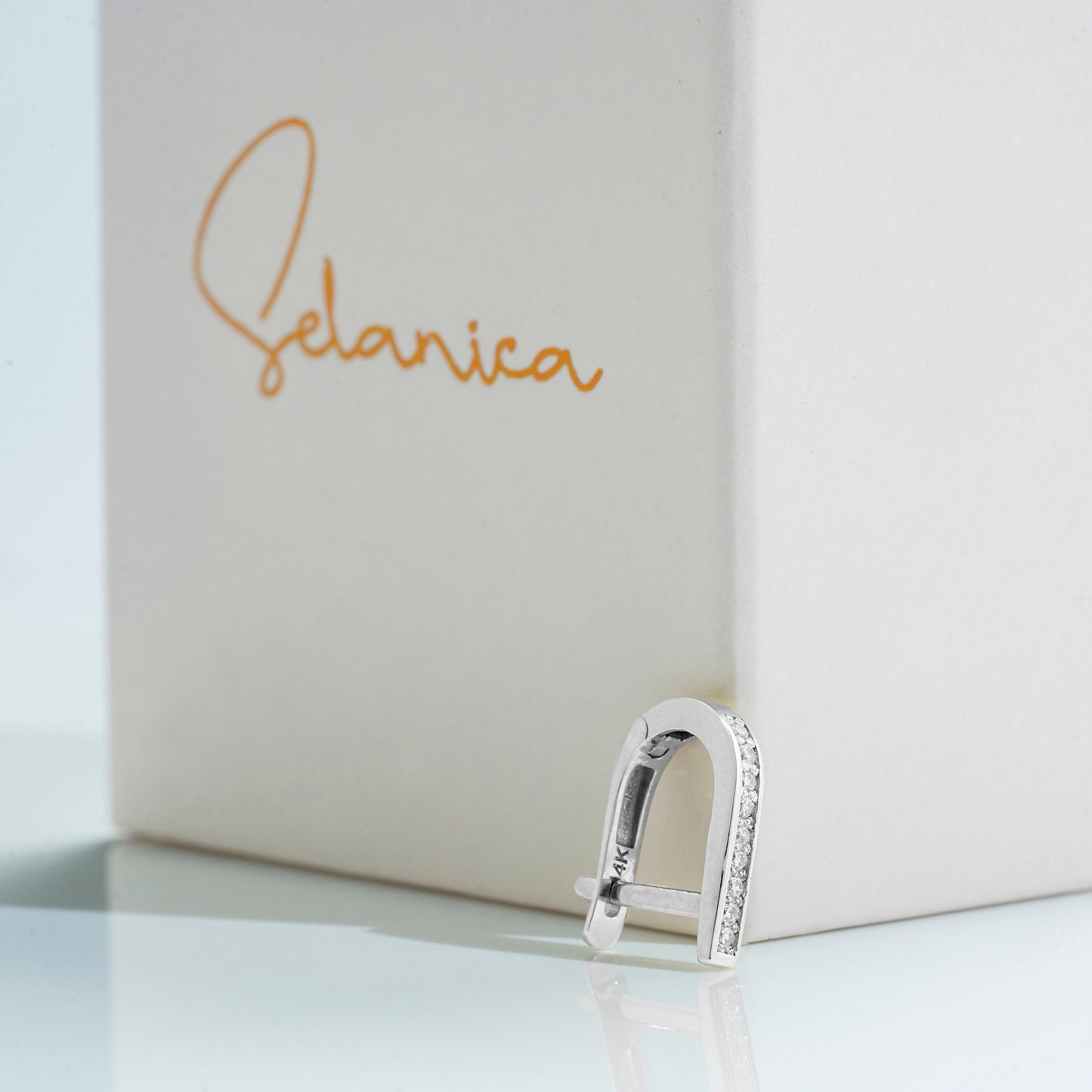 Solid Gold Dainty Pave Setting Hoop Earrings, Real Gold Premium  Lightweight and Sturdy Hoops For Her, Handmade Fine Jewelry By Selanica