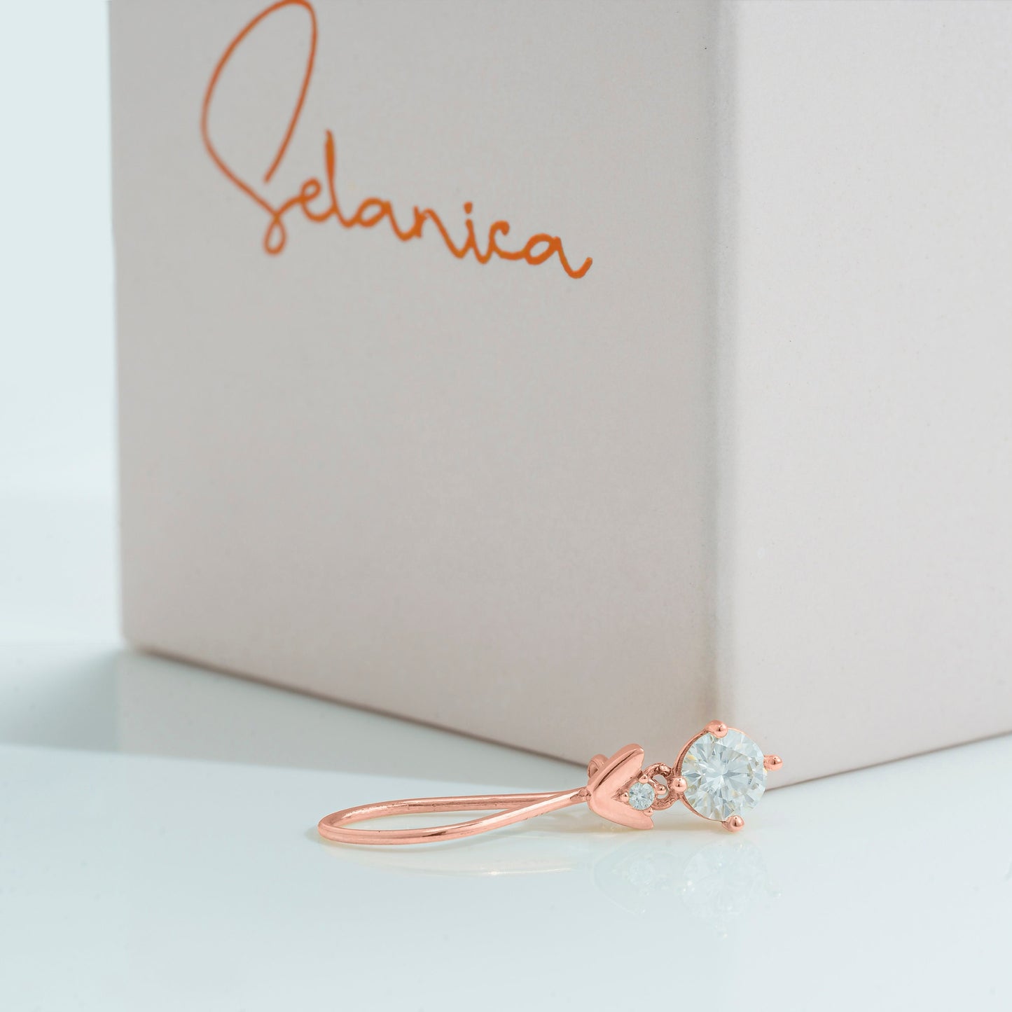 Solid Gold Dainty Drop Earrings, Real Gold Pair of Premium Earrings For Her, Handmade Fine Jewelry By Selanica