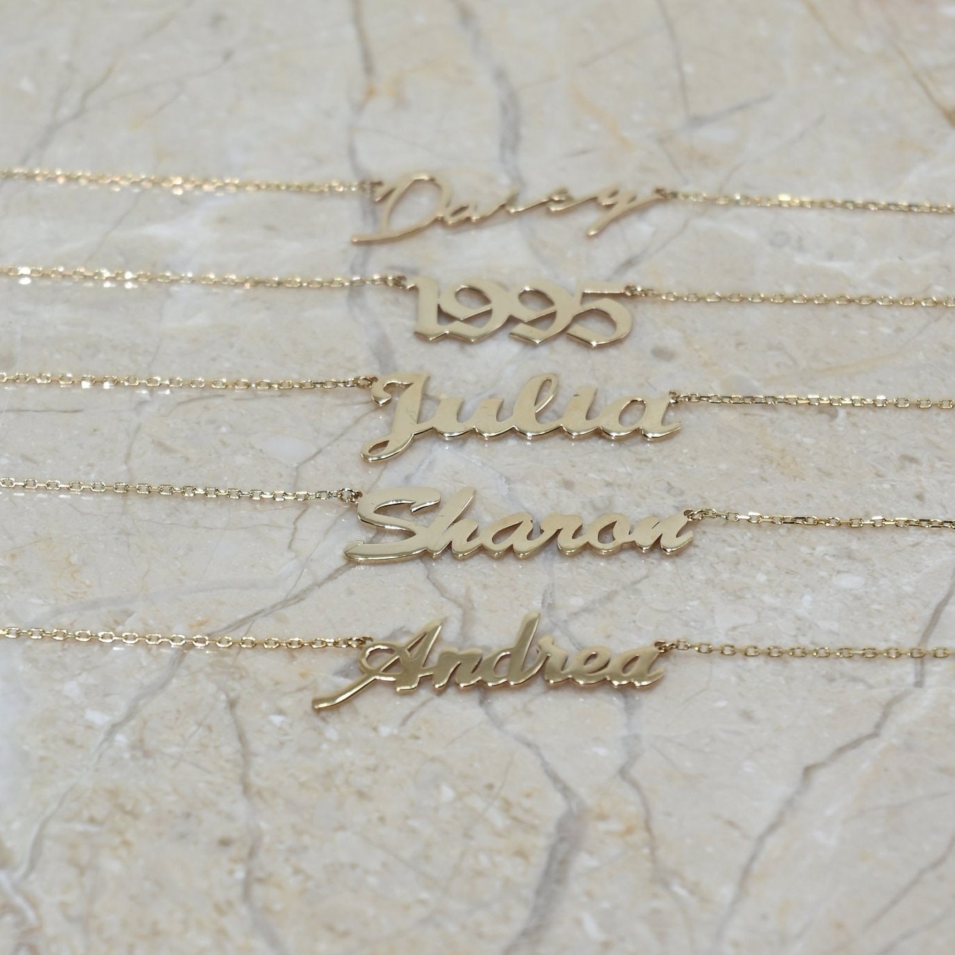 14k Solid Gold Name Necklace / Real Gold Dainty Custom Name Necklace / Handmade Personalized Jewelry By Selanica