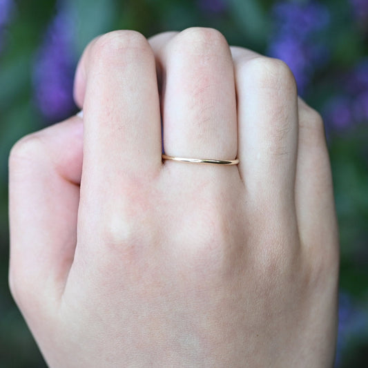 14k Solid Gold Dainty Stackable Ring / Real Gold Thin Stackable Ring / Dainty Minimalist Ring / Handmade Fine Jewelry By Selanica