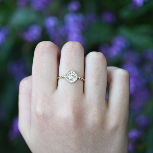 14k Solid Gold Round Ring, Premium Real Gold Ring, D Color VS/SI Clarity Moissanites, Handmade Fine Jewelry By Selanica