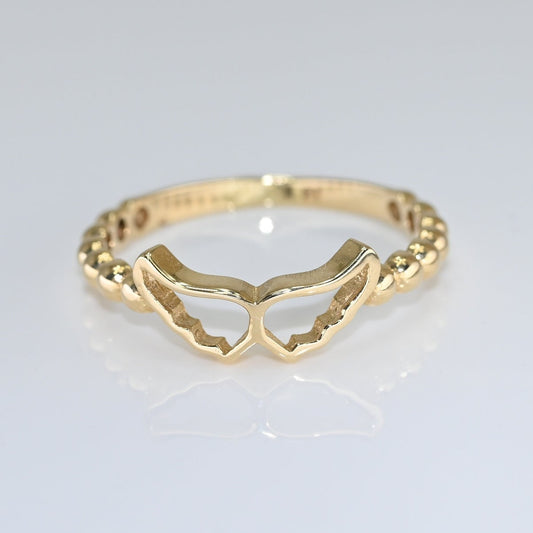 14k Solid Gold Angel Wings Ring / Real Gold Guardian Angel Ring For Her / Handmade Fine Jewelry By Selanica