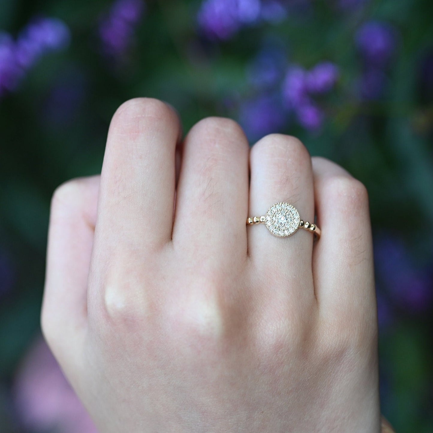 14k Solid Gold Round Ring, Premium Real Gold Ring, D Color VS/SI Clarity Moissanites, Handmade Fine Jewelry By Selanica