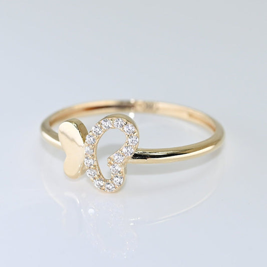 14k Solid Gold Dainty Butterfly Ring / Real Gold Butterfly Ring / Unique Design Butterfly Ring For Her / Handmade Fine Jewelry By Selanica