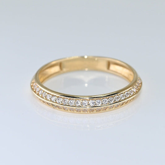 14k Solid Gold Moissanite Pave Band Ring / Unique Design Real Gold Pave Band Ring for Her / Handmade Fine Jewelry By Selanica