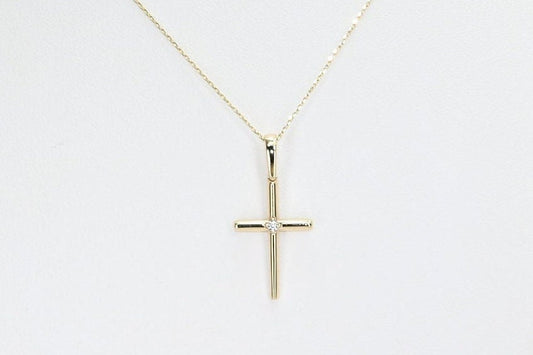 14k Solid Gold Cross Necklace, Real Gold Cross Pendant, Elegant Cross Necklace For Her, Handmade Fine Jewelry by Selanica