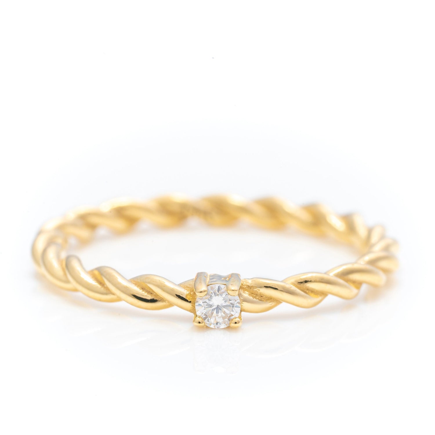 14k Solid popular Gold Stackable Dainty Twist Band / Real Gold Twist Ring