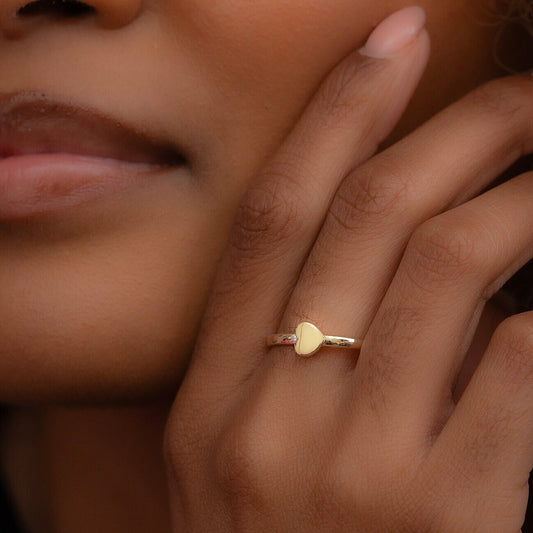 14k Solid Gold Heart Ring, Real Gold Heart Ring, Unique Design Premium Love Ring, Handmade Fine Jewelry By Selanica