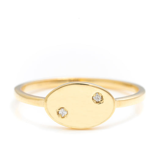 14k Solid Gold Premium Oval Ring / Real Gold Dainty Ellipse Ring For Her / Handmade Fine Jewelry By Selanica