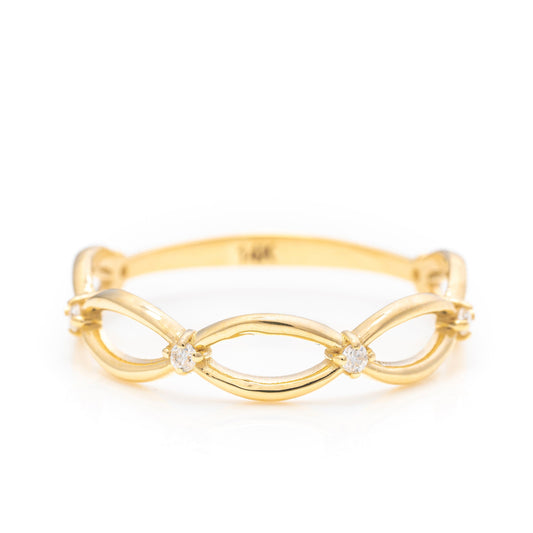 14k Solid Gold Loop Ring, Real Gold Premium Link Ring, Handmade Fine Jewelry By Selanica