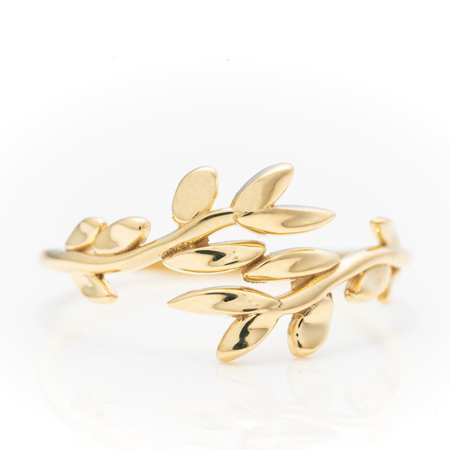 14k Solid Gold Premium Leaf Ring / Real Gold Iconic Floral Ring For Her / Vine Leaf Floral Wedding Band / Handmade Fine Jewelry By Selanica