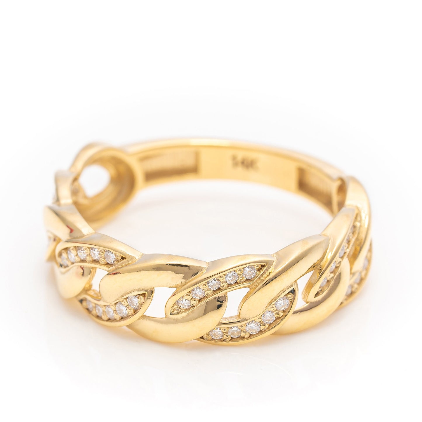 14k Solid Gold Premium Chain Ring, Real Gold Unique Design Premium Chain Band, Handmade Fine Jewelry By Selanica